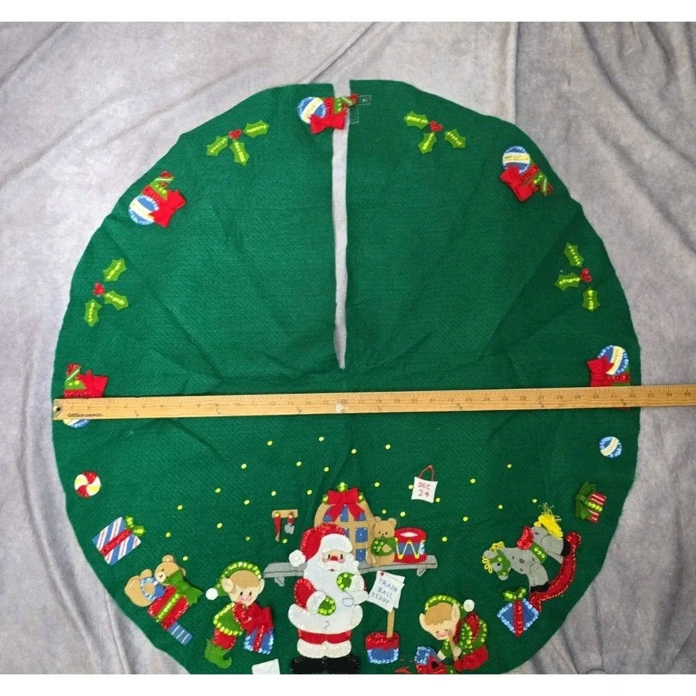 Bucilla Finished Jeweled Tree Skirt Santas Workshop Kit No 33247